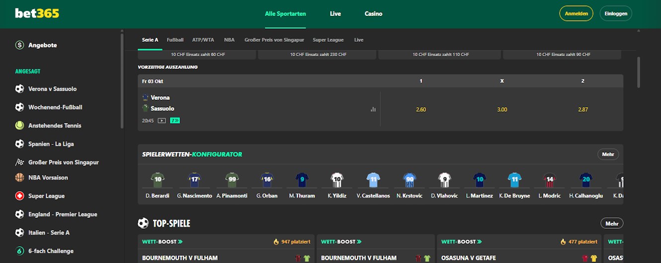 Bet365 Schweiz Sportwetten