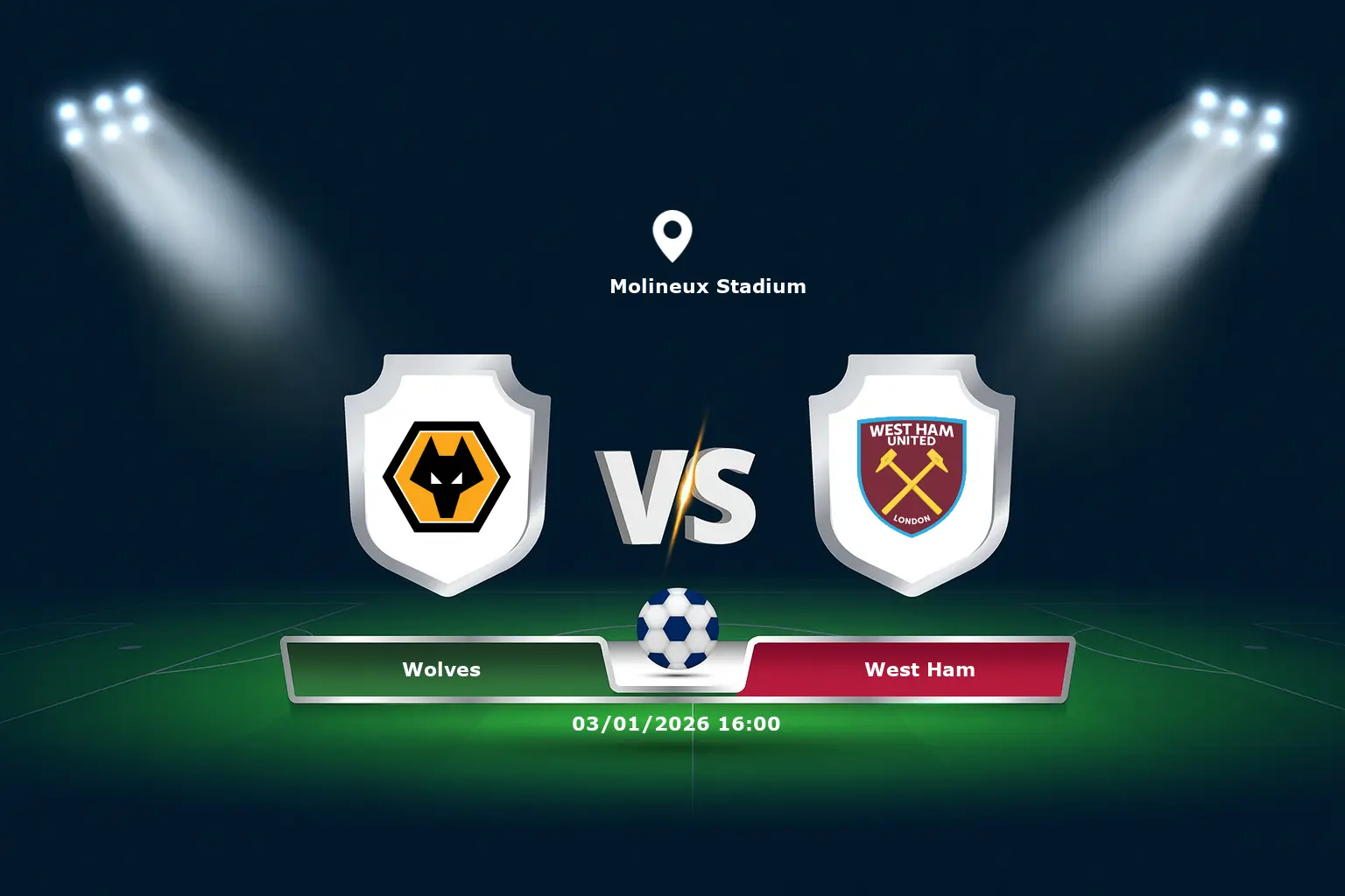 Wolves vs West Ham 03.01.2026